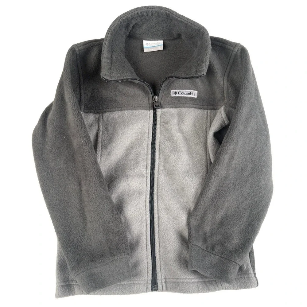 Columbia Youth XS 6-7 Full Zip Fleece Jacket Gray Colorblock Outdoor Kids